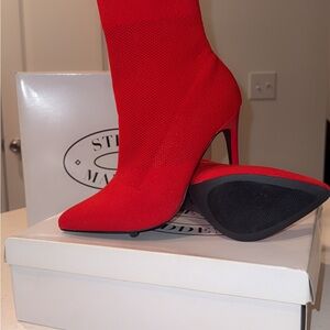 Steve Madden Vibrant Red Heeled Booties